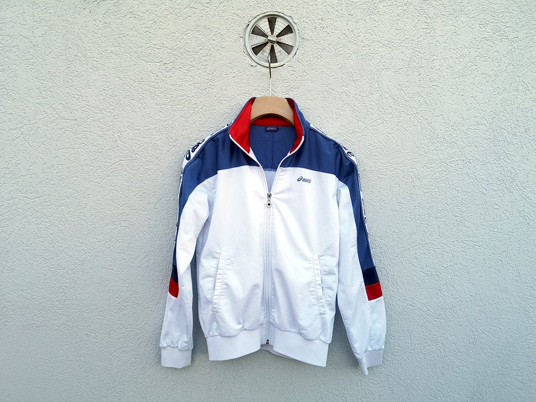Vintage 90s ASICS Track Jacket: Colour Block Sport Sweatshirt
