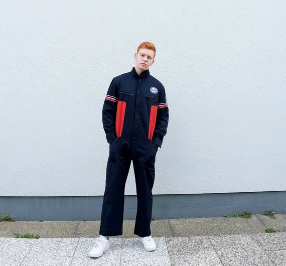 Vintage 80s Men Workwear Overall. Mechanic Covera