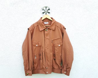 Vintage jaren 80 outdoorparka: terracottakleur, groot