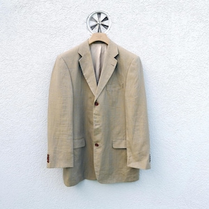 Vintage LINUS Linen Flax Blazer in  Beige Earth Tones  Men&#39;s Size 50