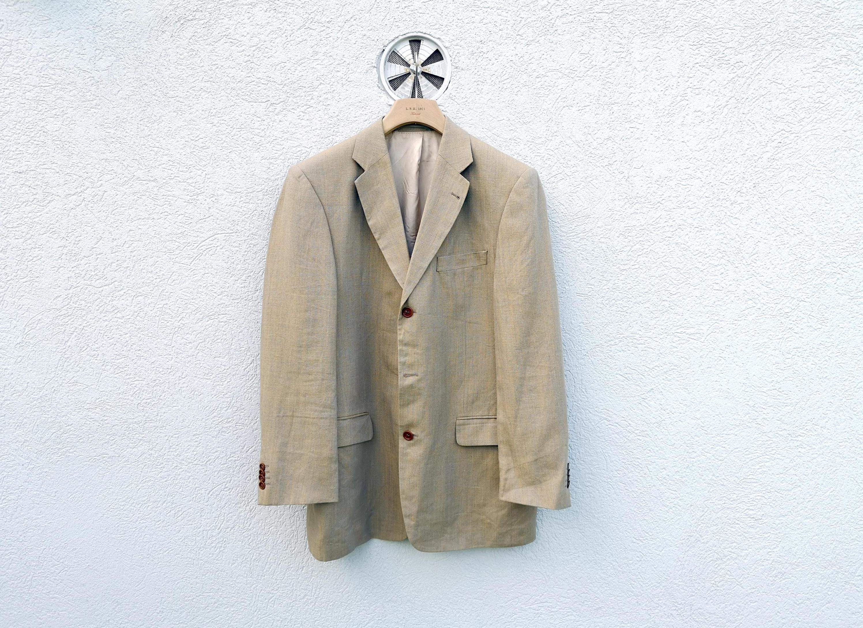Vintage LINUS Linen Flax Blazer in  Beige Earth Tones  Men's Size 50