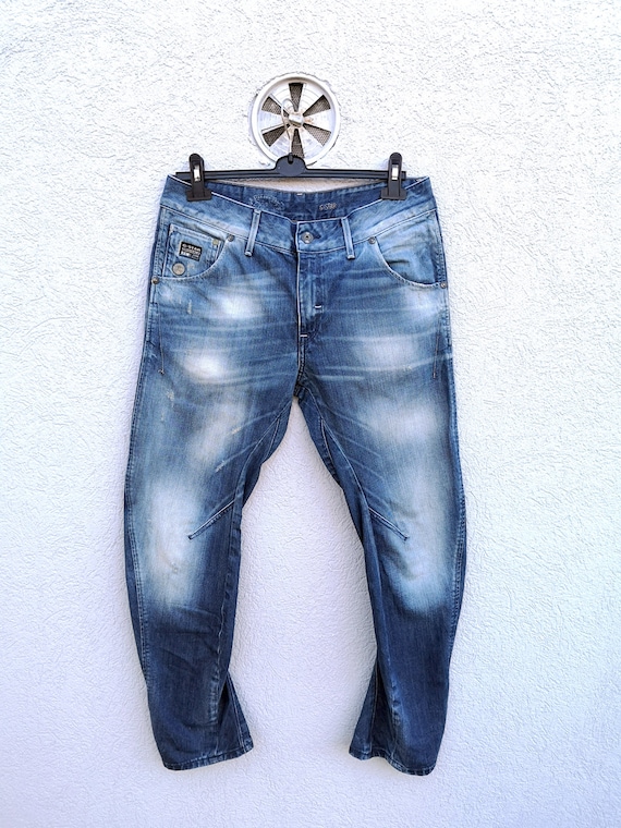 G-STAR RAW Arc 3D Loose Tapered Jeans | Dark Blue Distressed G-STAR RAW Arc 3D Loose Tapered Jeans | Dark Blue Distressed