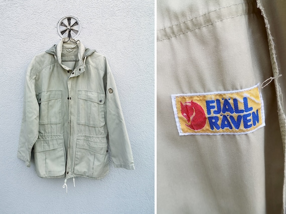 Vintage 80s Mens Fjällräven Jacket Ecru Sand Color Parka With