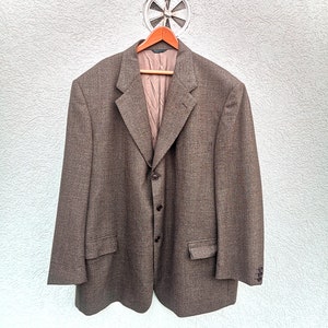 Men&#39;s Brown Sport Coat  - Vintage Gino Sartore Classic Pattern Wool Suit Jacket Size 61 , Gift for Dad