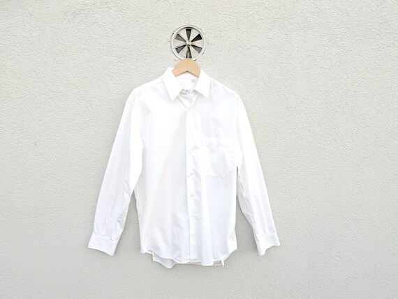 Pal Zileri, 1990s Pal Zileri Italy Cotton Shirt - White Minimalist Plain Long Sleeve Business Top