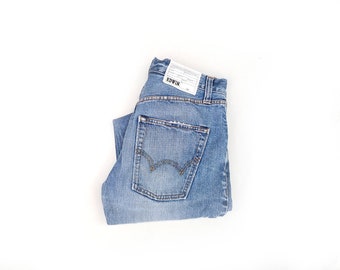 Jeans déchirés en yen EDWIN, bleu clair, jambe fuselée, denim japonais, taille 30 pouces