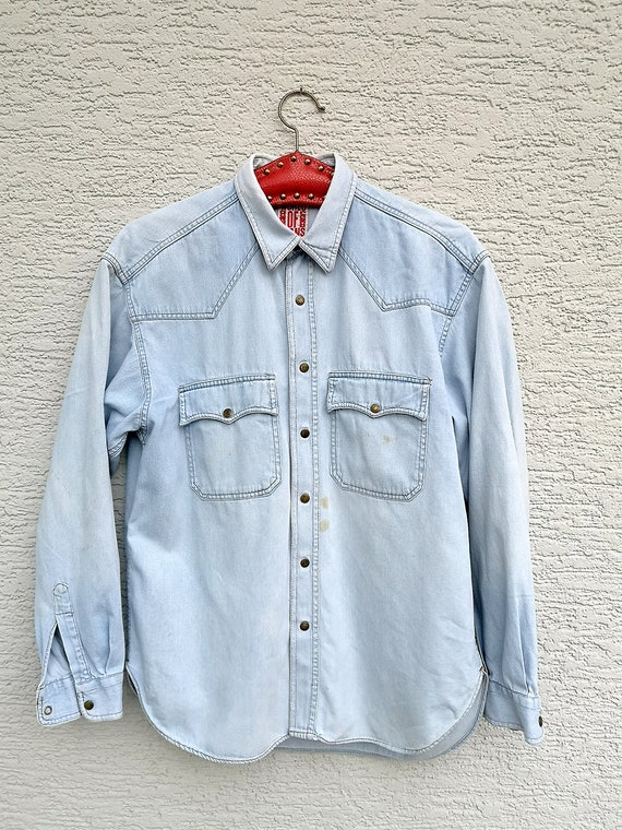 Boohoo Man Blue Denim Short Sleeve Button Up Shirt Men Size M Oversize -  beyond exchange