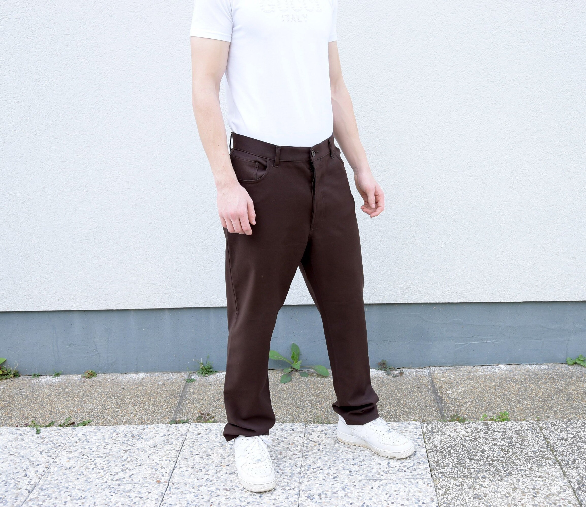 90 hommes SISLEY Trousers.Dark Brown droit jambe formelle pantalon masculine homme mode homme Style cadeau pour lui, de taille moyenne, M 90 hommes SISLEY Trousers.Dark Brown droit jambe formelle formelle jambe pantalon masculine homme mode homme Style cadeau pour lui, de taille moyenne, M d5c5e3