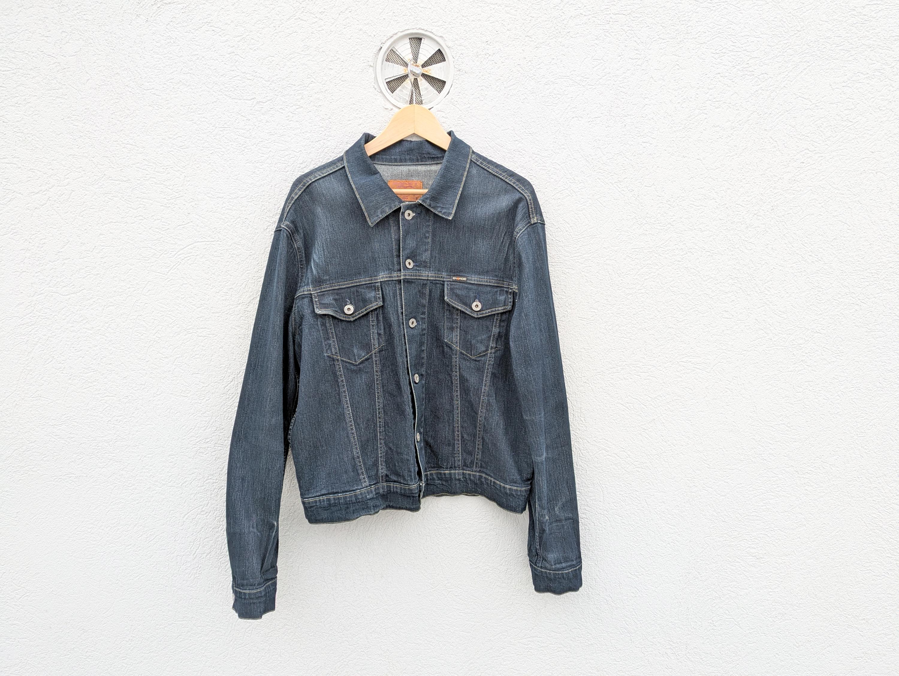 Y2K Energie Italian Denim Jacket Large : Dark Wash Stretch Denim
