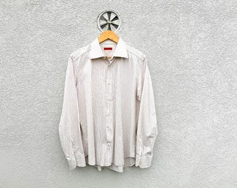Vintage Antonio Fusco gestreept casual shirt met lange mouwen - herenmaat 17/43 - Italiaanse designermode