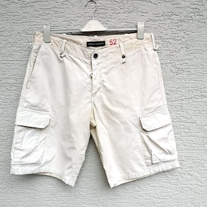 Y2k Men&#39;s Cargo Shorts Massimo Rebecchi   Ecru color,   Bermuda Denim Pants , Hiking Jeans Trousers