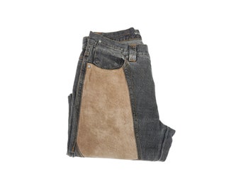 Vaqueros vintage de rodeo Wheelbarrow: pantalones vaqueros con ribete de ante (W28 L33)