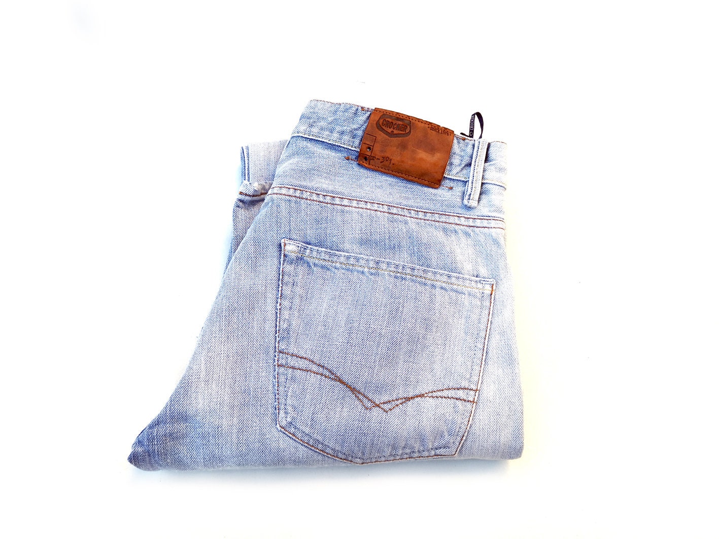 Vintage 90s CROCKER Bleached Light Blue Men s Distressed Ripped