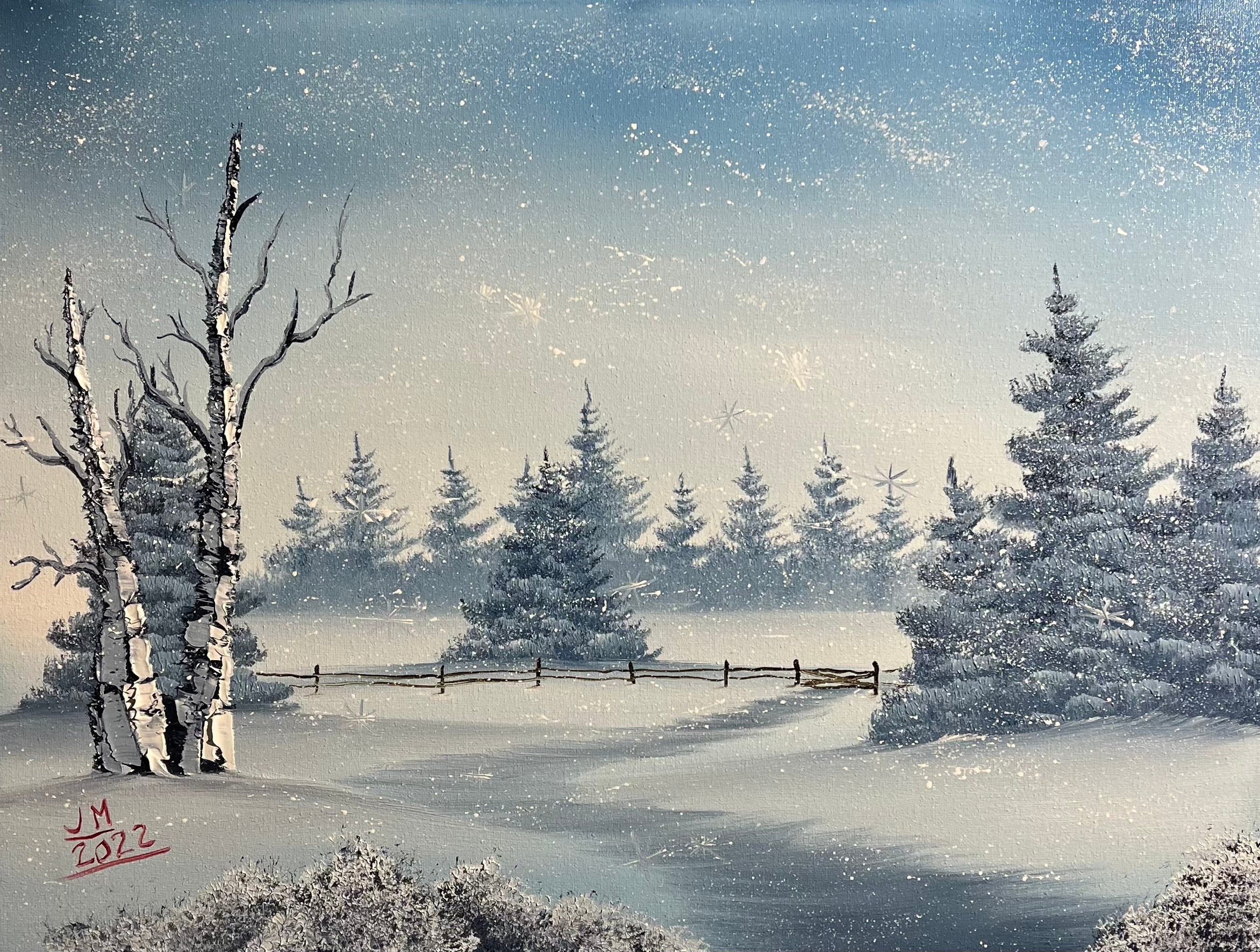 油絵 絵画【雪の道】 油絵 絵画【雪の道】 - メルカリ