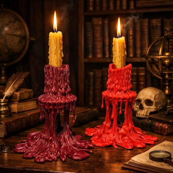 Melted Candle Holder STL | Gothic Dripping Wax Candlestick 3D Print File | Halloween Decor STL | Horror Candle Stand | Resin Illusion Holder