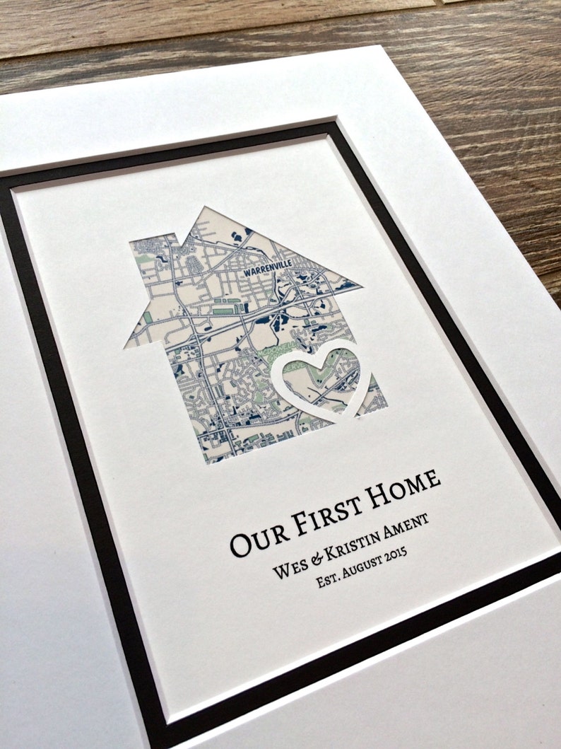 Our First Home Personalized Home Map Matted Gift First Home Etsy