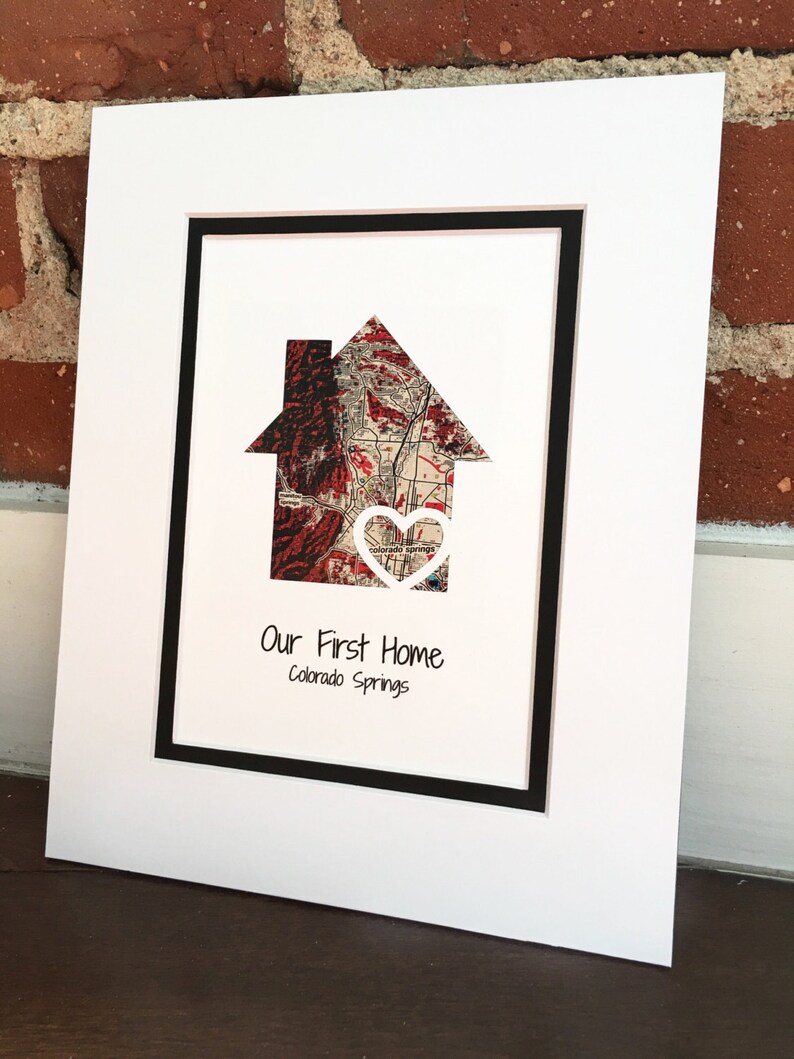 Our First Home Personalized Home Map Matted Gift First Home Etsy