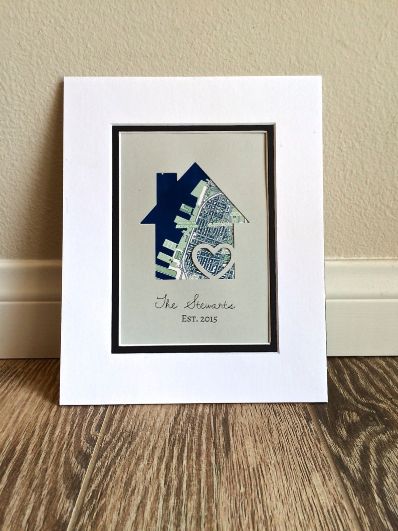 Personalized Home Map Matted Gift First Home Gift New House Etsy