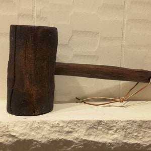 Antique WOOD MALLET Vintage Wood Hammer Primitive Barn Hammer Rustic Farmhouse