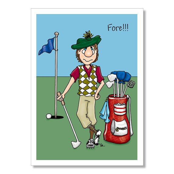 Maison Drole De Carte D Anniversaire Pour Un Golfeur Fetes Occasions Speciales