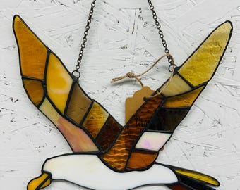 Gebrandschilderd glas patchwork zeemeeuw Suncather