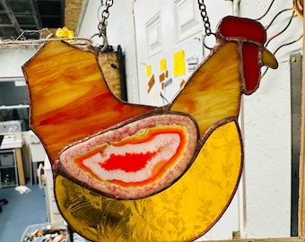 Stained Glass Chicken with Agate Wing