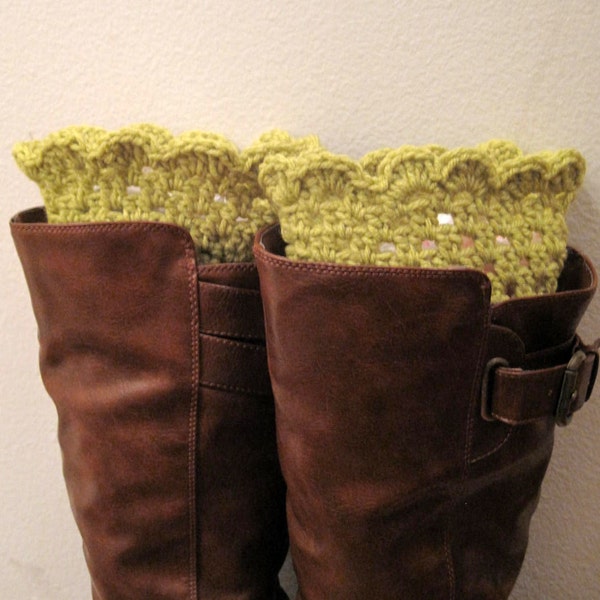 Columbus Day sale/winter gift---Hand crochet Grass / Herbe / Cesped ankle boots / boot cuffs,leg warmers, Boot toppers---Winter accessories