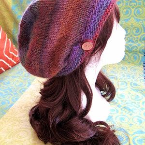 Columbus Day sale/winter gift--Hand knitted rainbow wool slouchy hat/slouchy etta hat/ slouchy beanie--Chunky hat for Women Teens Men Unisex