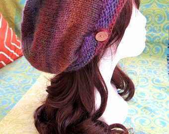 Columbus Day sale/winter gift--Hand knitted rainbow wool slouchy hat/slouchy etta hat/ slouchy beanie--Chunky hat for Women Teens Men Unisex