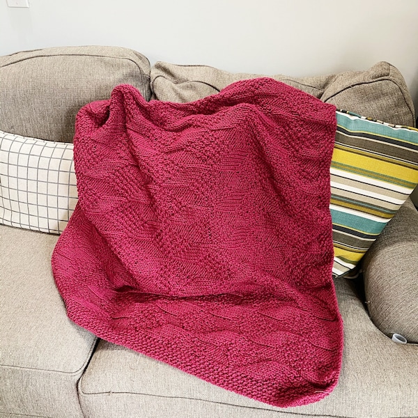 Columbus Day sale/ Hand knitted blanket-maroon blanket--Beautiful Hand Knit Baby Blanket--Super Soft Hand Knit Afghan-Baby Shower Blanket