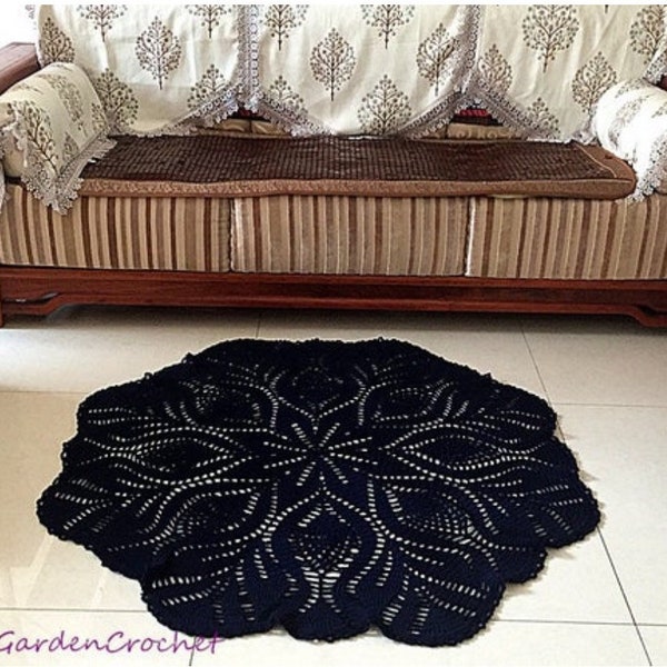 Columbus Day sale/ winter gift/Crochet Tibetan cyanine Lace Floor Rug/Doliy Floor Mat/Doily Lace Rug Carpet/Lace Area Rug/Nursery rug