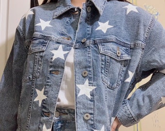 black jean jacket with stars