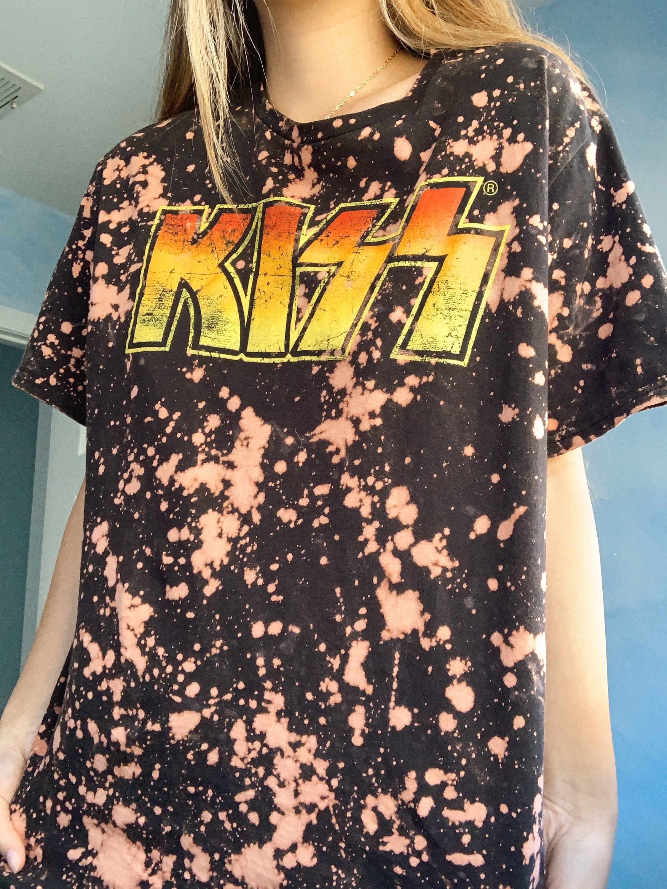 Splatter Bleach Kiss Band Graphic Tee 