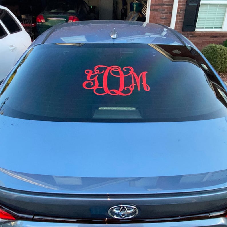 Large Monogram Car Vinyl Decal Gift Window Car Monogram Decal Etsy