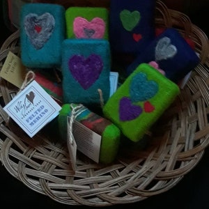 Hand felted merino wool handmade goat milk cold process soap. image 3