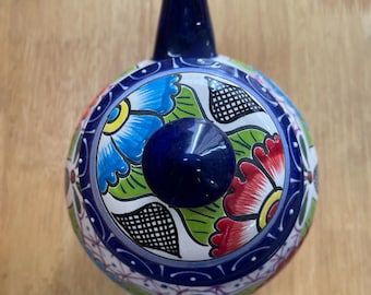 Vintage Mexican Talavera Tea Set: Majolica Pottery, Cobalt Blue