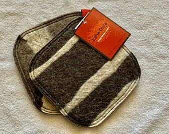 Wool felt Pot-holders-Set of 2 Hand Washable-Environmentally friendly Gift for Cooks & Foodies-Navajo-Churro wool made in Taos by Lana Dura