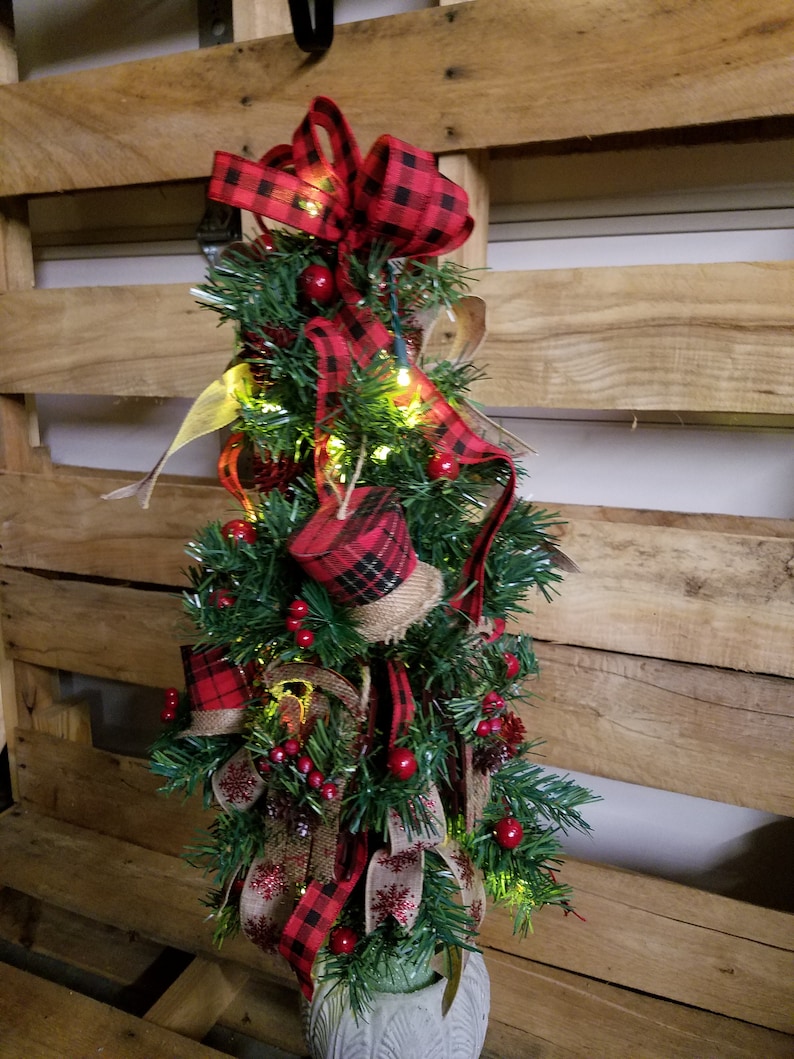 Country Christmas Tree Cemetery Vase or Table Arrangement | Etsy