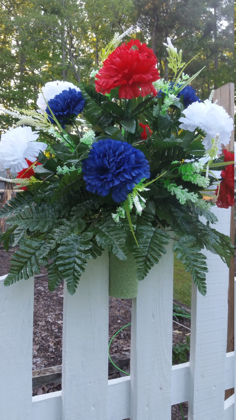 patriotic cemetery vase red white and ref= 7