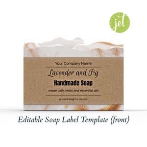 Modello di etichetta per sapone stampabile modificabile in carta kraft marrone rustico (EU3531)