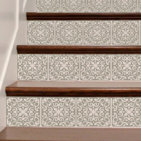 Decorative Vinyl Stair Riser Decals . Cut To Your Size and Color Choice - Price is Per Decal . Ornate Design