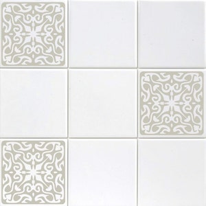 Set of Twelve 4.25" Vinyl Tile Decals - Ornate Baroque Style Accent Kitchen - Backsplash -Bathroom Stickers