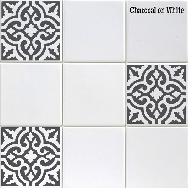 Set of Twelve 6" Vinyl Tile Decals -  Kitchen Bathroom Backsplash Back Splash Accent Stickers
