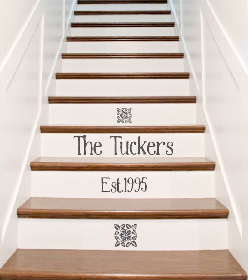 Vinyl Stair Riser Decals Custom Family Name and Established Etsy