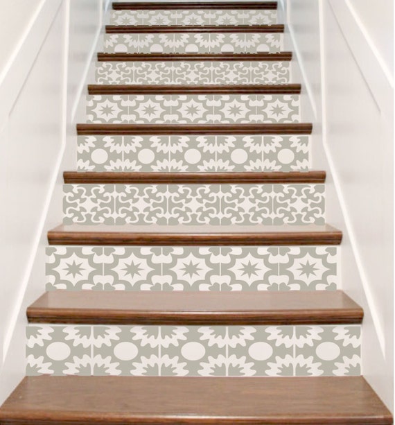 Vinyl Stair Tile Decals Hacienda Spanish Style Staircase Sticker Decor Ihre Wahl Von Farbe Designs Und Quantitat Stair Riser Idee