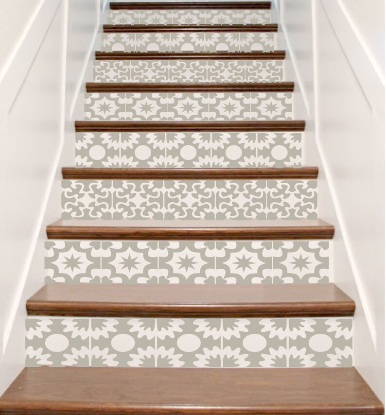Vinyl Stair Tile Decals Hacienda Spanish Style Staircase Image 0