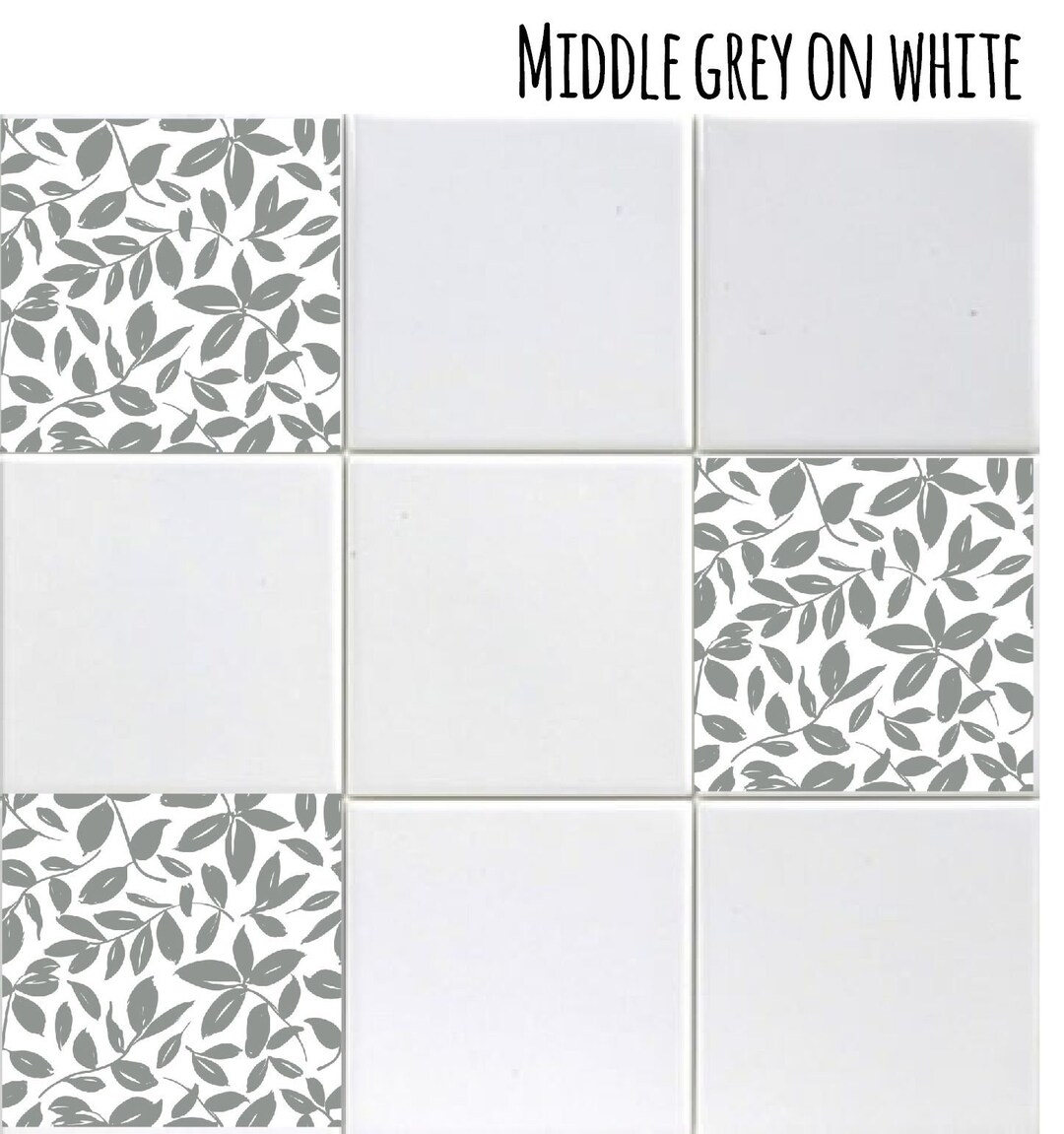 Set of Six 4 1/4 Vinyl Tile Decals Leaves Kitchen Adhesive Stickers