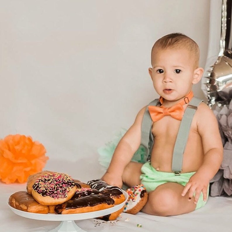 1st Birthday Boy Cake Smash Outfit Bow Tie Bloomers Suspenders Etsy