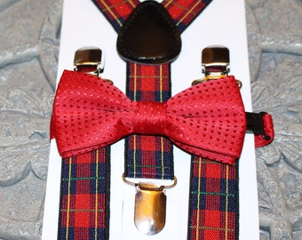 Christmas,plaid,red polka,suspenders,bow tie,6mo,12 mo,2T,3T,4T,5T,boy children kids baby prop, Ring bearer