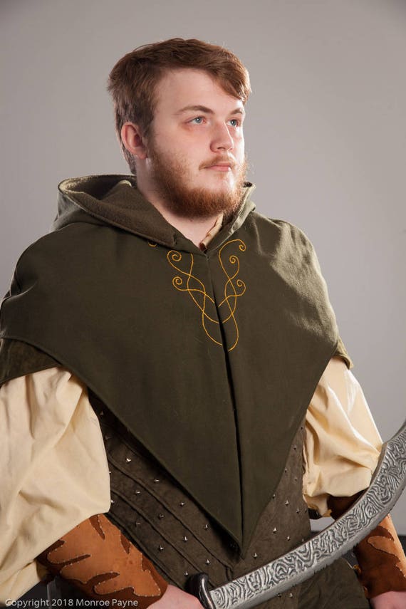 Elven Hood Hand Embroidered LARP Fantasy Renaissance Play